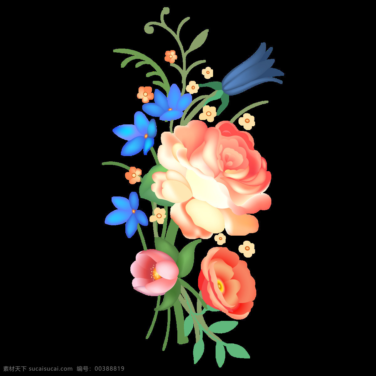 美丽 鲜花 透明 装饰 抠图专用 设计素材