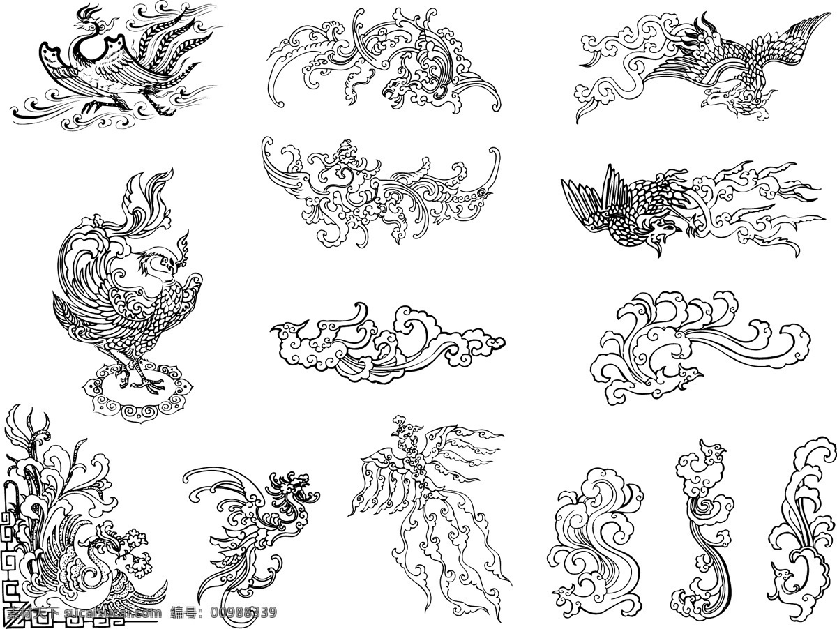 凤纹 传统图案 中式纹样 团纹 中国风 民间艺术 凤凰 吉祥图案 中国传统图案 矢量图 传统文化 文化艺术 矢量
