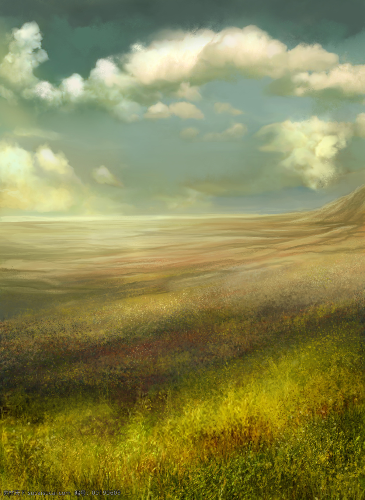 梦幻 自然 童话 唯美 大自然 草地 朦胧 草原 天空 白云 山水风景 风景图片