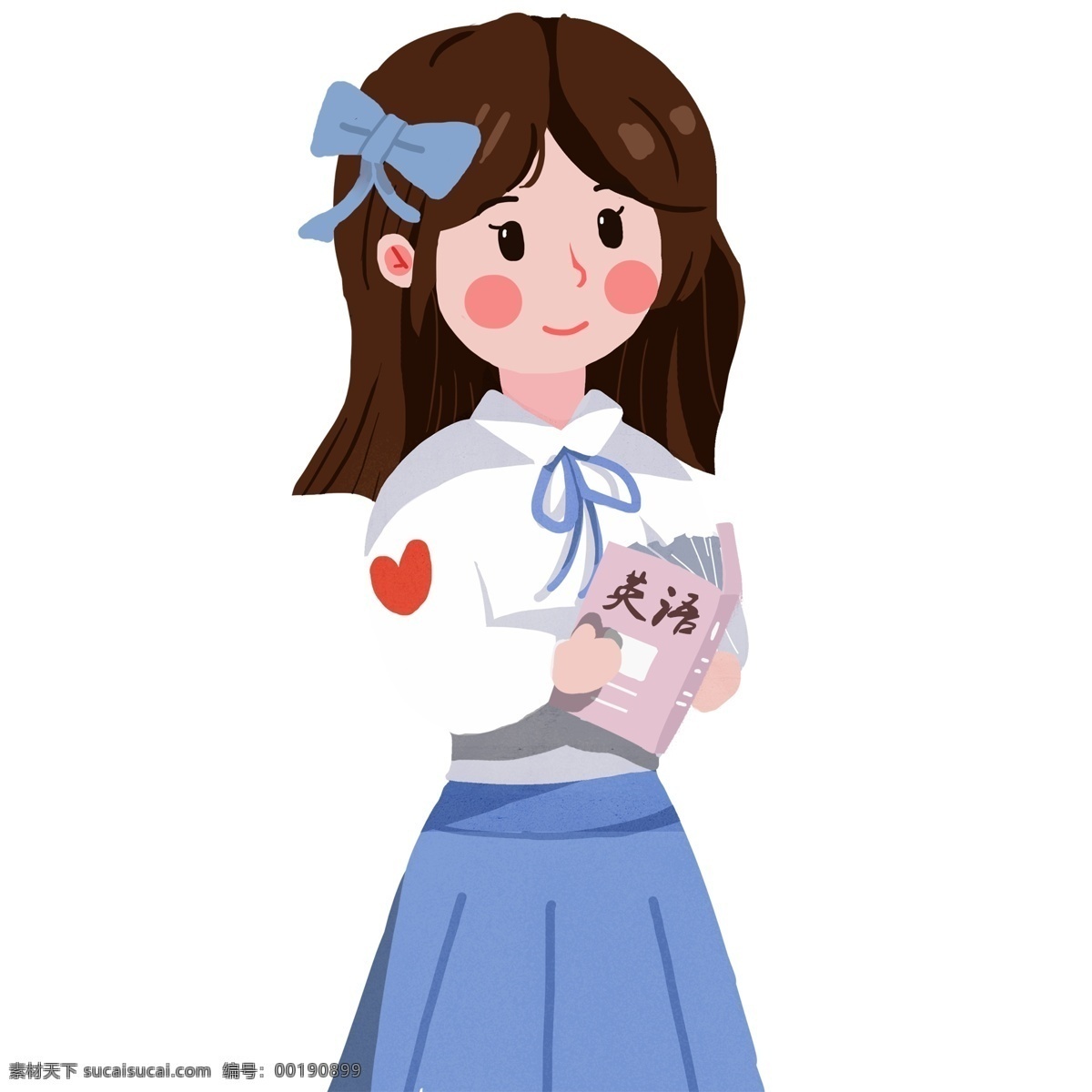 女 学生 卡通 女学生 穿 制服 可爱 短发 卡通女学生 手绘女学生 读书的女学生
