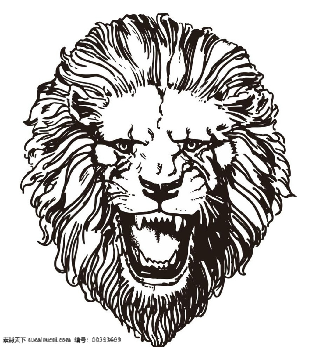 狮头 狮子头 雄狮子 大狮子 动物 野生动物 插画 装饰画 简笔画 线条 线描 简画 黑白画 卡通 手绘 简单手绘画 矢量图 文化艺术 绘画书法
