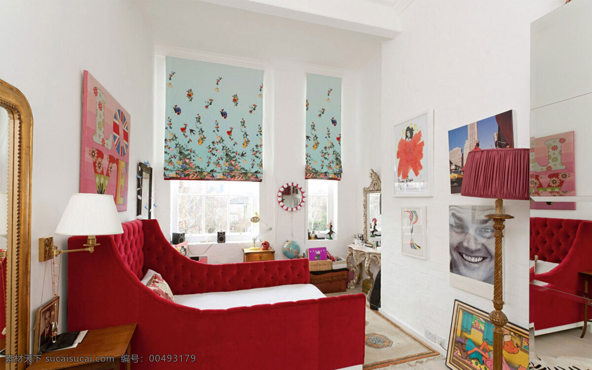 白色 简约 红色 卧室 白色卧室 家居装饰素材 室内设计