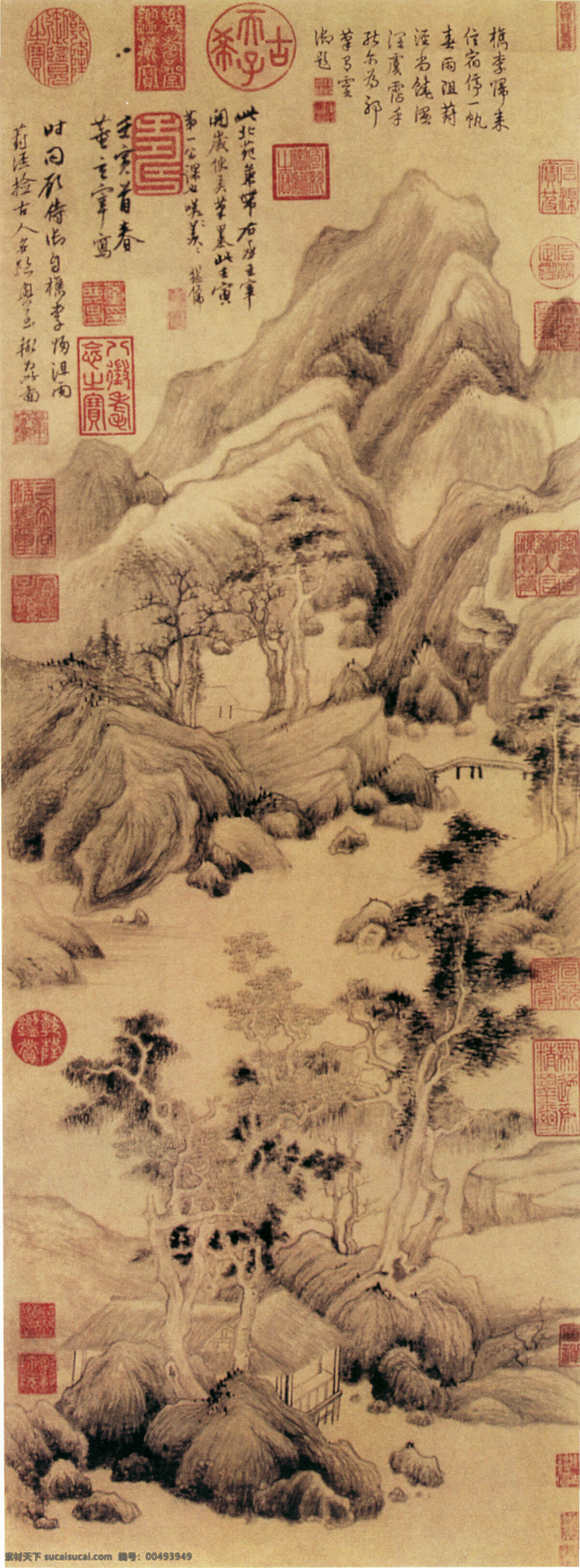 深谷免费下载 风景 古典 古画 山水 山水画 中华传世国画 中国画艺术 深谷 家居装饰素材 室内装饰用图