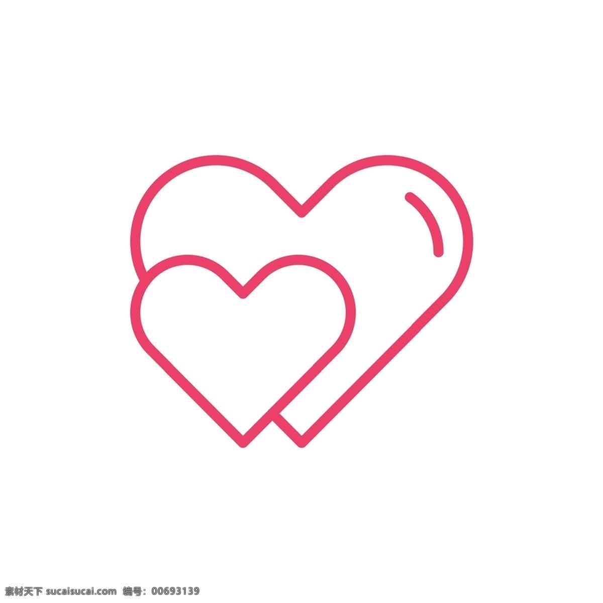 玫 红色 线性 双 爱心 情人节 图标 双爱心