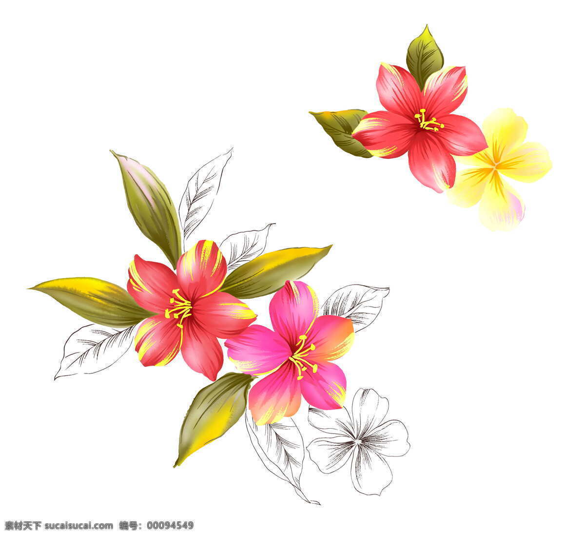 位图免费下载 服装图案 花朵 位图 叶子 优雅植物 映山红 面料图库 服装设计 图案花型