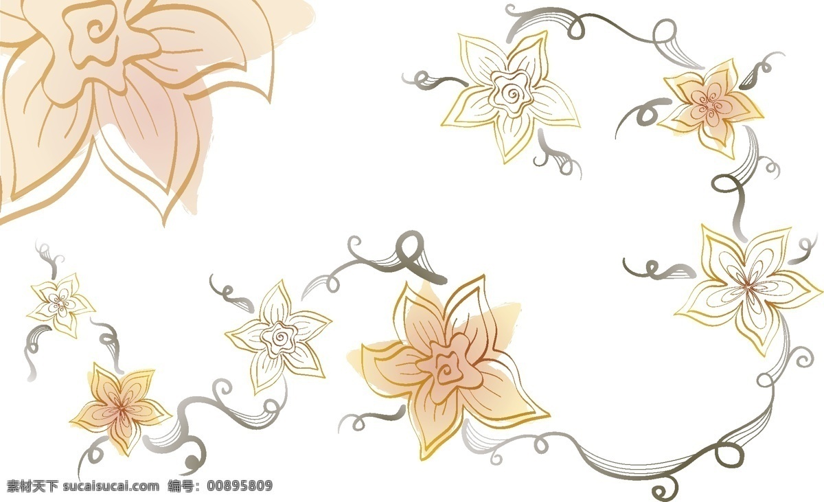 失 量 花草 插画 底纹边框 失量花 矢量图库 失量花草插画 插画集