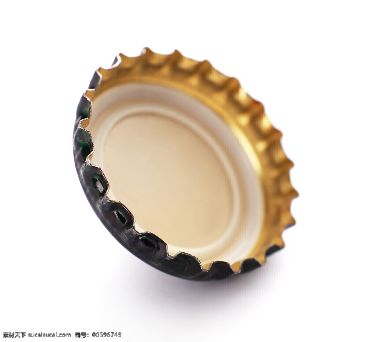 精致 啤酒 瓶盖 高清 深色 金属 密封 高清图片 侧立 金色帽 生活百科 生活素材