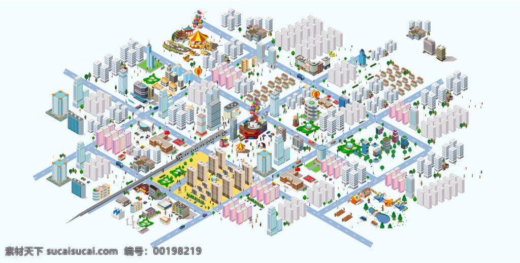 d 城市地图 插画 城市 地图 立体 矢量城市