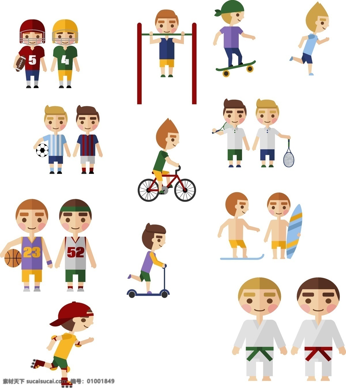 运动素材矢量 运动素材 足球 篮球 运动 滑板 运动矢量 儿童运动 运动图标
