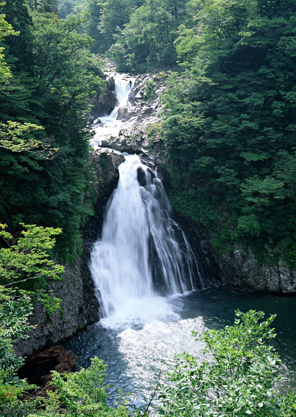 瀑布之美 高山流水 高崖飞瀑 白瀑 青山 山涧 自然景观 山水风景