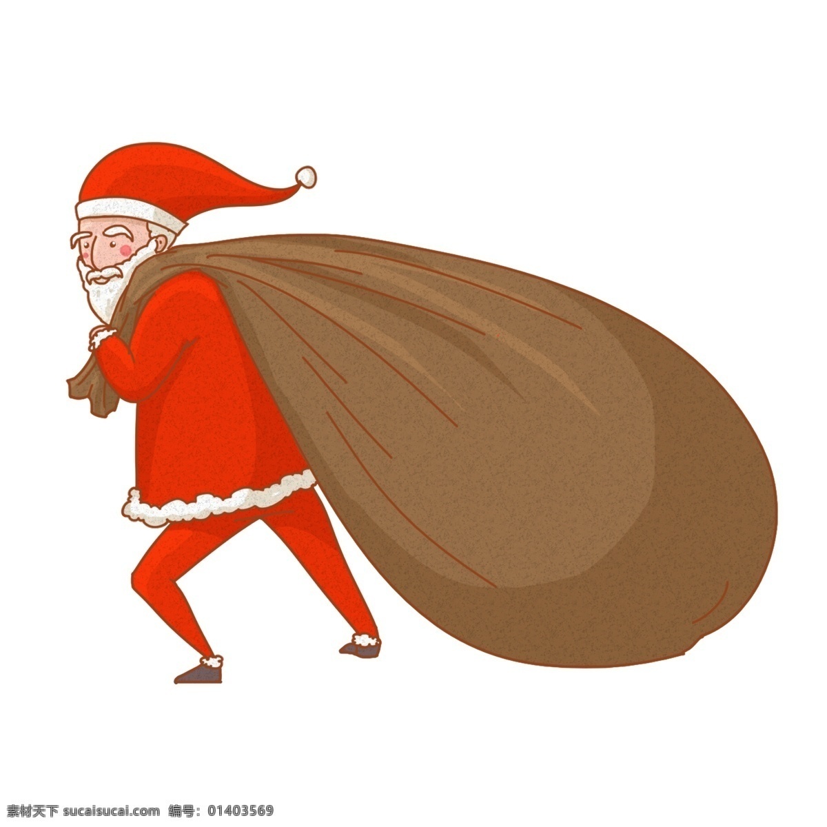 圣诞节 圣诞老人 背着 大礼包 插画 圣诞礼物 圣诞夜 冬季 圣诞老人手绘 圣诞节插画 圣诞 卡通圣诞老人
