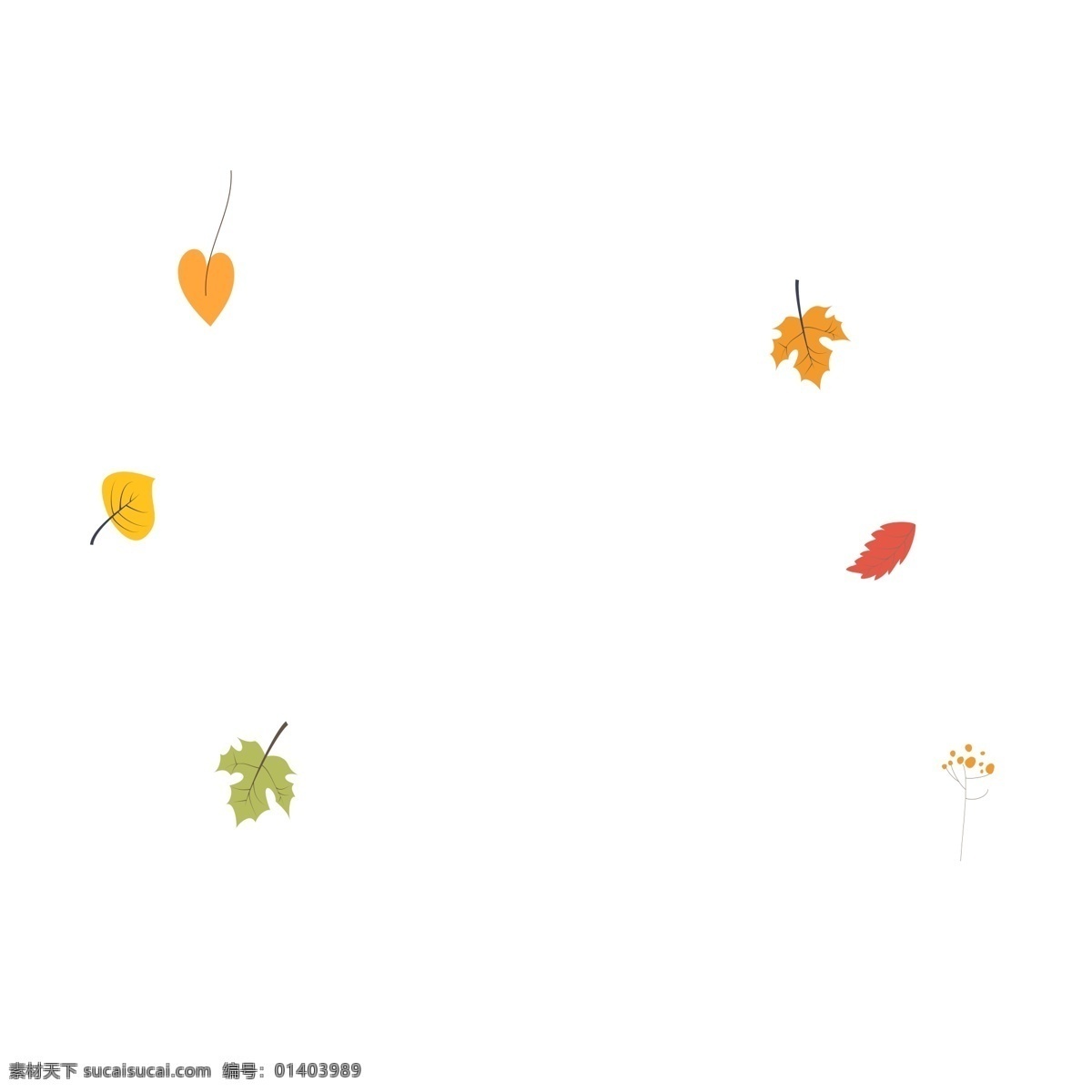 飘落 彩色 枫叶 卡通 元素 落叶 秋天