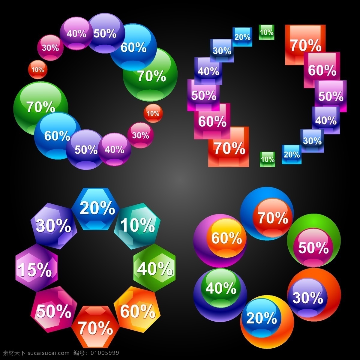 百分比 数字 图形 矢量图 创意 魔方 组合图形 彩色图形 百分比数字 海报 其他海报设计