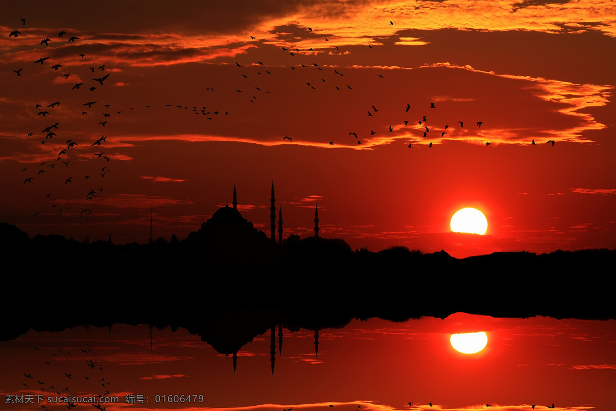伊斯坦布尔 日落 风景 黄昏 夕阳 美丽风景 美丽景色 美景 自然风光 蓝色清真寺 其他风光 风景图片