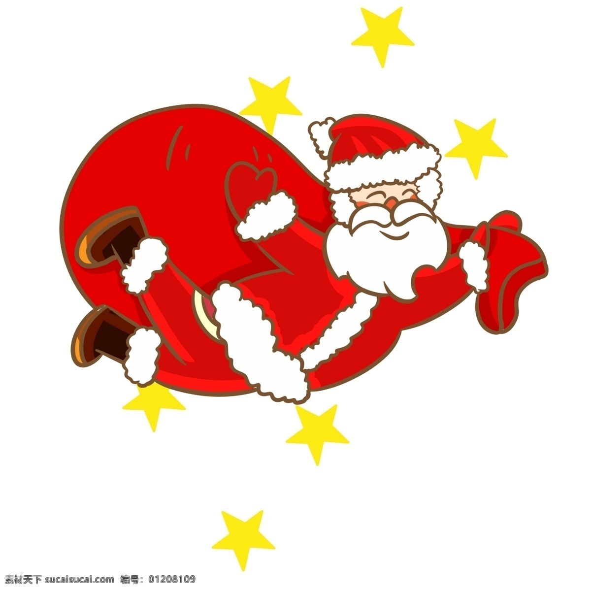 圣诞节 圣诞老人 飞翔 礼物 插画 手绘圣诞老人 手绘送礼物 收礼 物 小朋友 手绘 发气 球