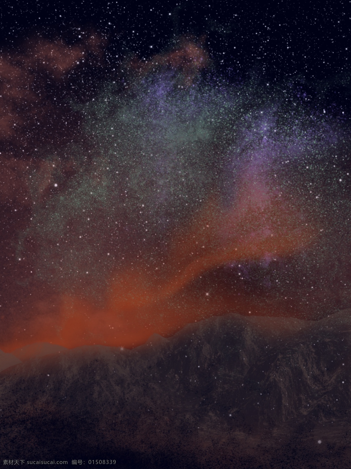全 原创 创意 手绘 星空 背景 夜 创意背景 太空 宇宙 极光背景 唯美星空背景 未来科技 黑夜 手绘风