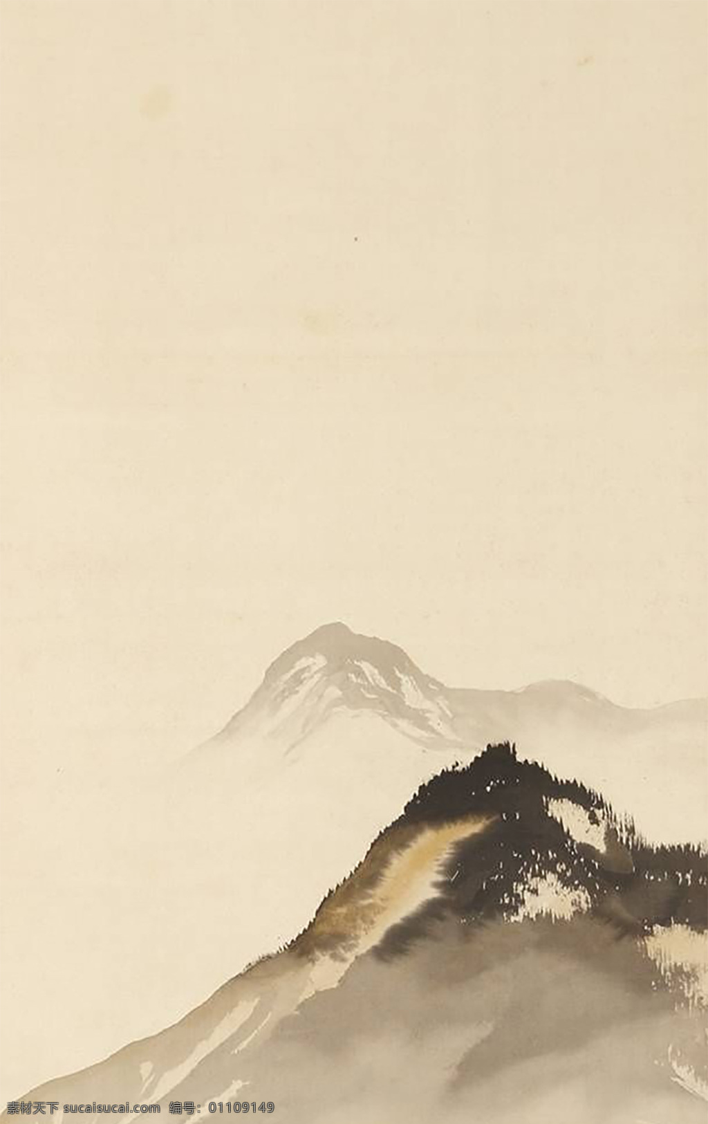 山水画背景 黑白 油墨 画 背景 山水 风景 简约 极简 好看 格调 复古 大方 灰白 底纹边框 背景底纹