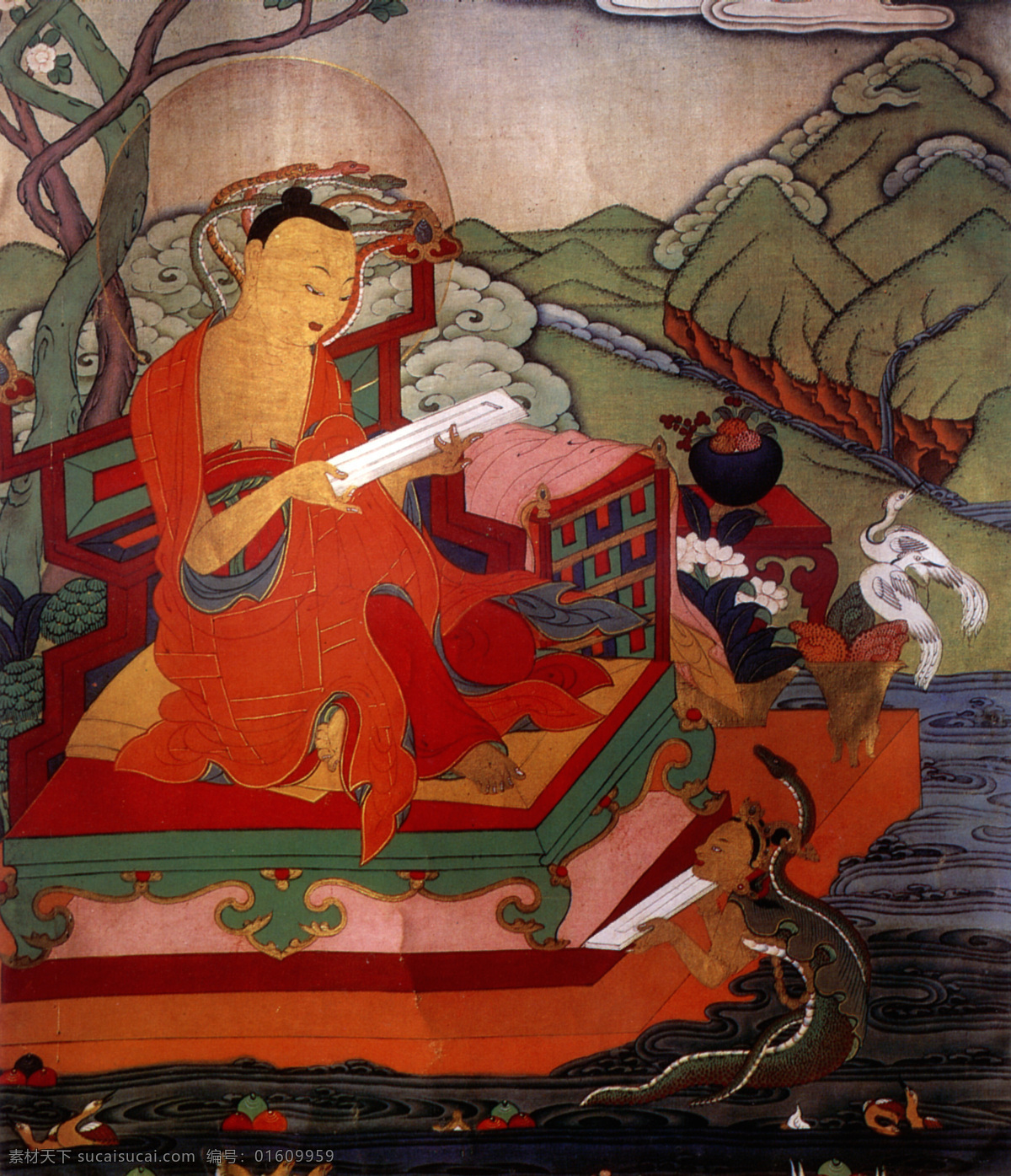 唐卡原画 thangga 藏族 佛教 佛画 红色