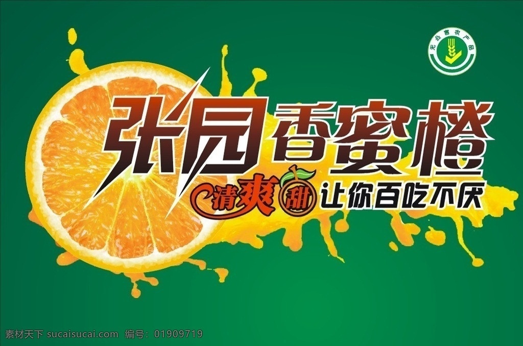 果园广告 橙子 绿色 果汁 矢量