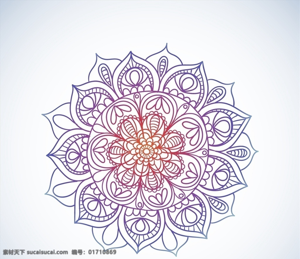 七彩曼荼罗 花卉 抽象 饰品 曼陀罗 七彩虹 绘画 装饰 手绘 印度教 图标 高清 源文件