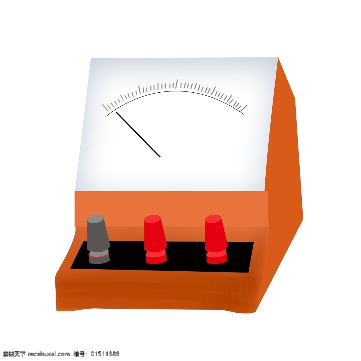 实验 器材 电流表 插画 黑色的指针 卡通插画 器材插画 实验器材 实验用具 实验仪器 橙色的电流表
