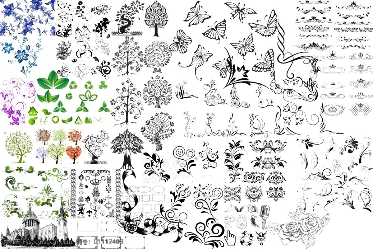 黑白素材 psd分 黑白花纹 底纹 背景 花边 边框 分层