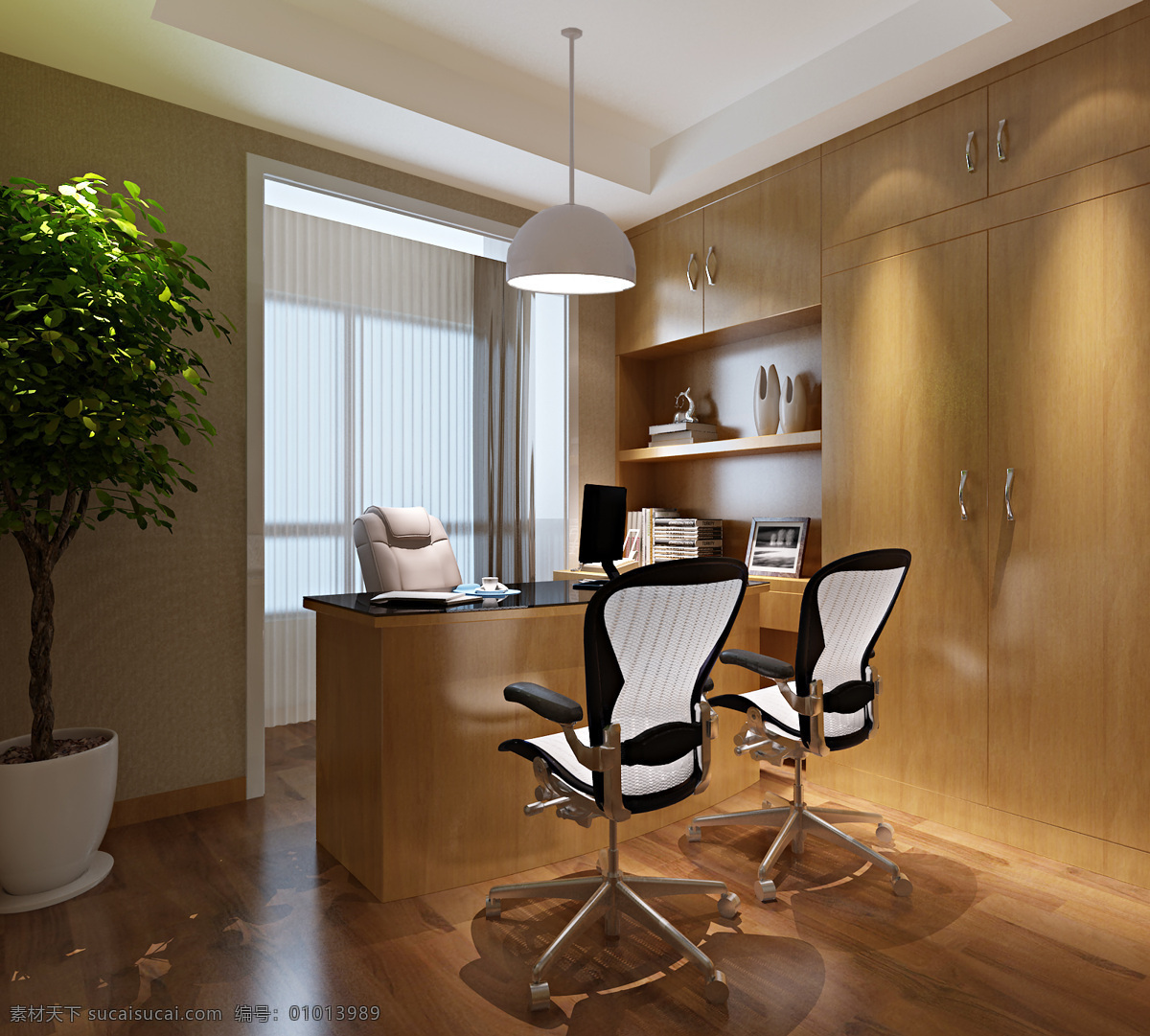 现代 时尚 小型 办公室 工装 装修 效果图 木地板 黑白椅子 工装装修 工装效果图 木制柜子
