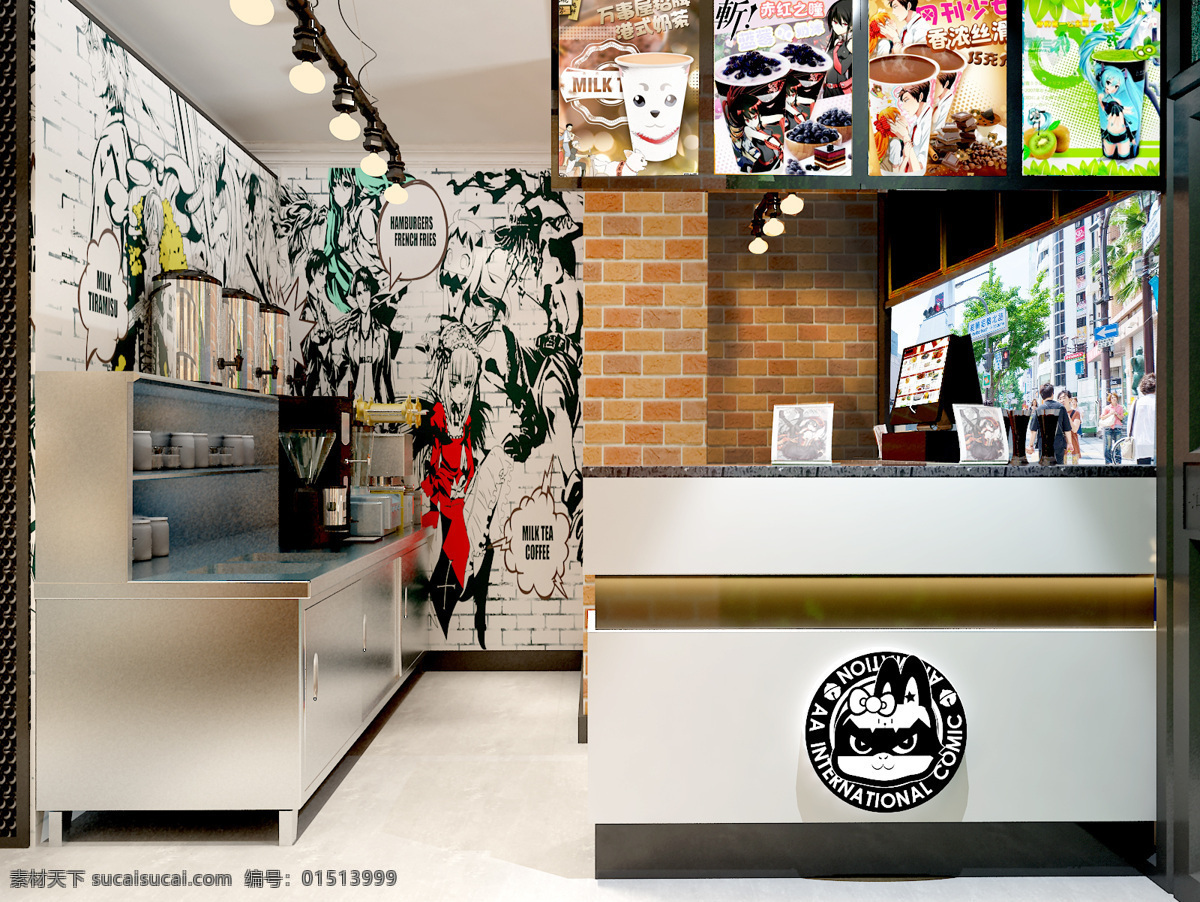 动漫 奶茶店 店面 设计图 aa国际动漫 动漫店 动漫奶茶店 动漫休闲馆 动漫加盟店 3d设计 3d作品 室内模型
