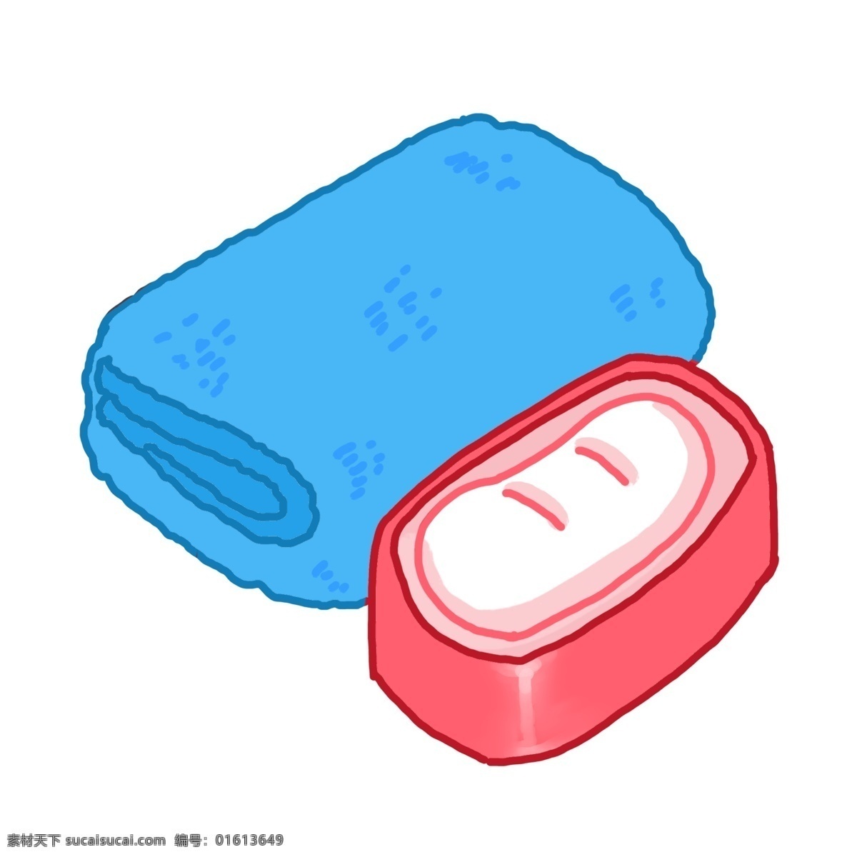 蓝色毛巾香皂 红色 香皂盒 生活用品