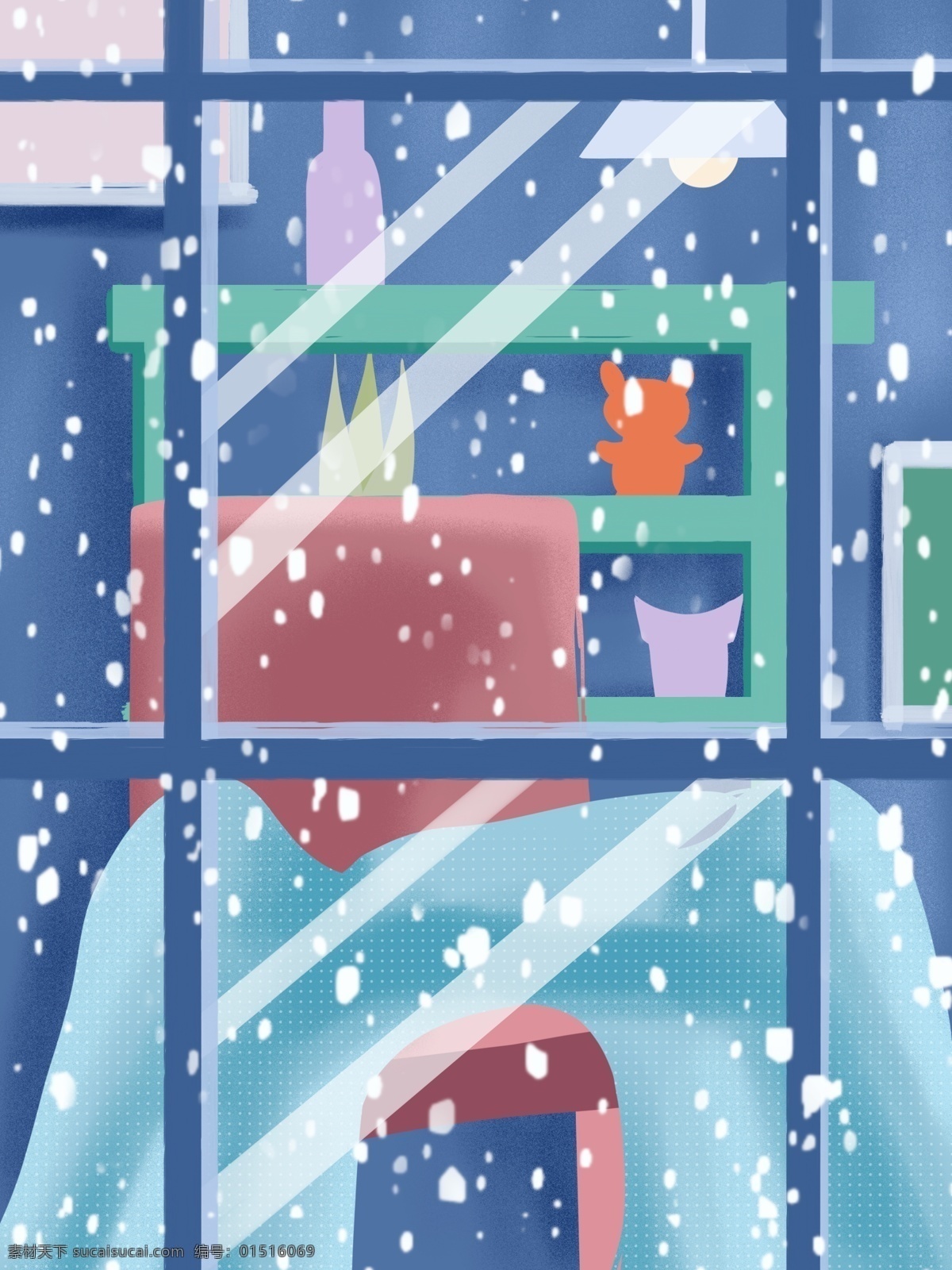 冬季 小雪 窗外 风景 背景 窗外风景 窗帘 传统节气 小雪节气 中国风节气 温馨室内布置