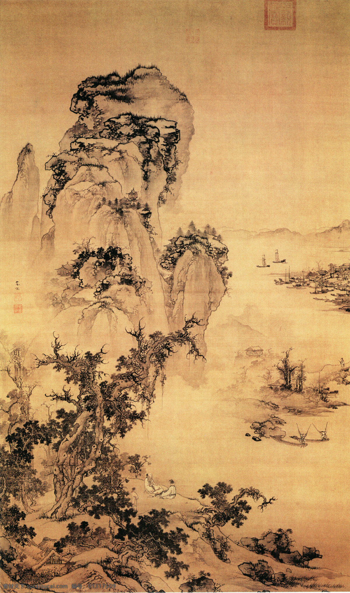 奇山秀水 陡峭 家居装饰素材 山水风景画