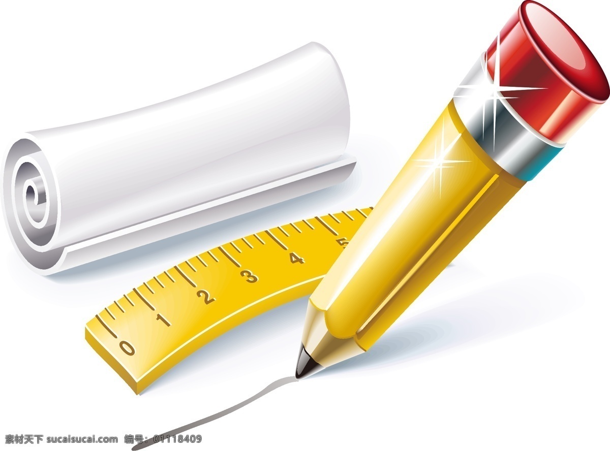 绘图 铅笔 测量 尺子 透明元素 ai元素 免抠元素