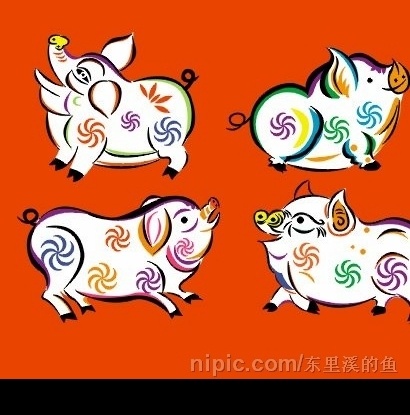 漂亮的矢量猪 矢量猪 生肖 七彩猪 动物 动物卡通 生物世界 家禽家畜 矢量图库