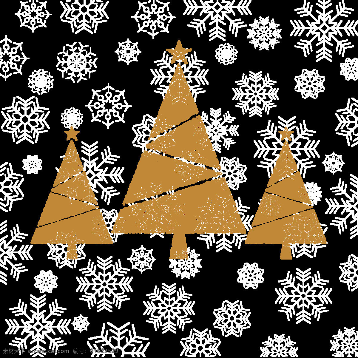 华丽 金色 圣诞树 元素 手绘 金色颗粒 节日 免抠