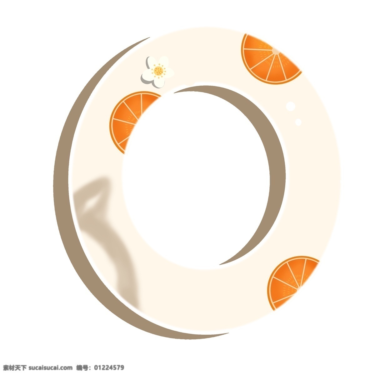 清新 橙色 英文 装饰 元素 字母 橙子 小花 手绘 西柚