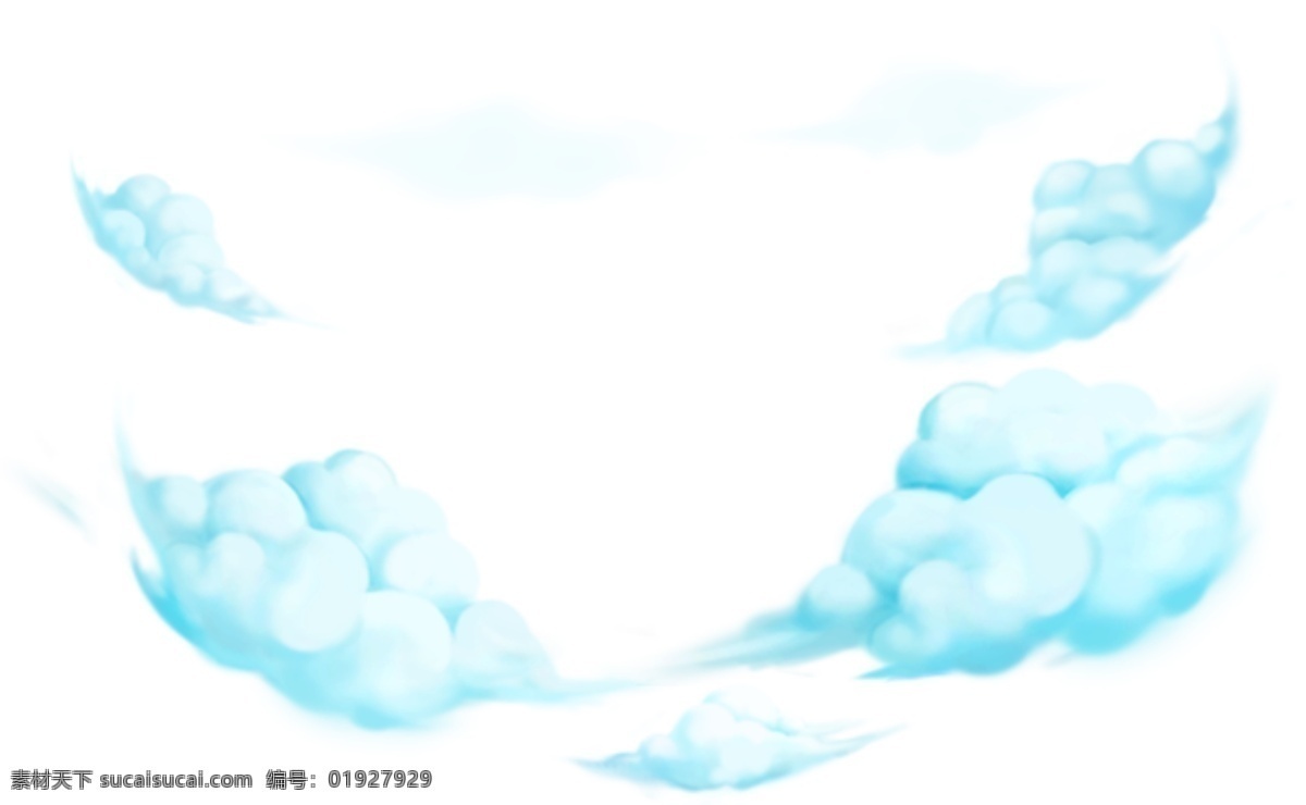 蓝色 云朵 漂浮 元素 清新 卡通元素 白色