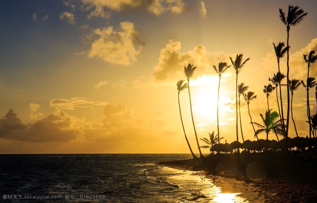 美丽 海洋 风景 风光 晚霞 霞光 日落 大海 海浪 椰子树 沙滩 自然风光 海洋海边 大海图片 风景图片