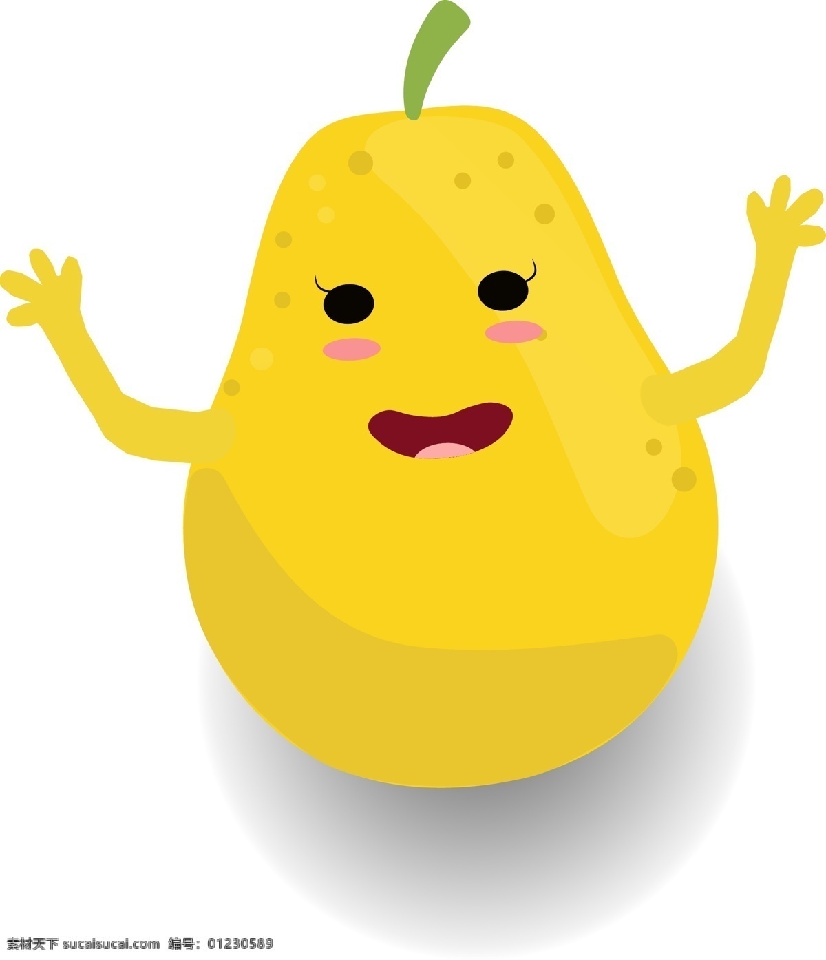 小 清新 可爱 水果 卡通 形象 梨 鸭梨 香梨 黄梨 矢量 黄色 食物 卡通梨 卡通水果 水果小人 梨小人 果盒包装 食物素材 水果素材 水果卡通形象