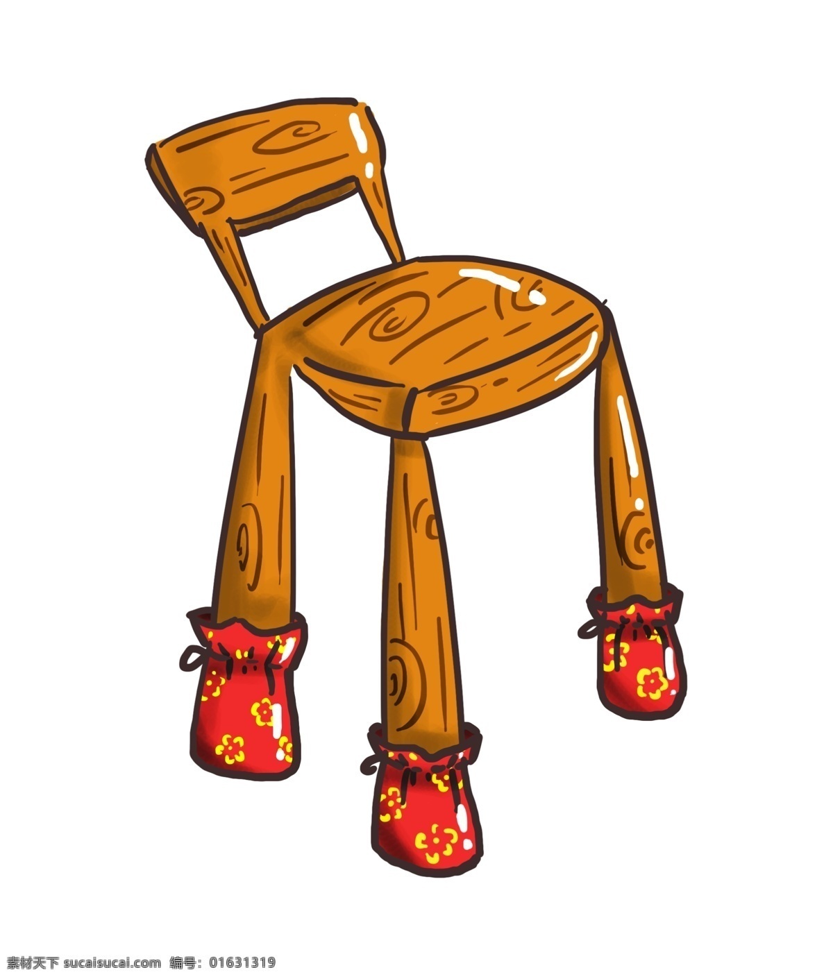 黄色 木 凳子 插画 黄色的木凳子 创意凳子 凳子装饰 家具 家装 时尚 木头凳子 高凳子 红色 脚垫