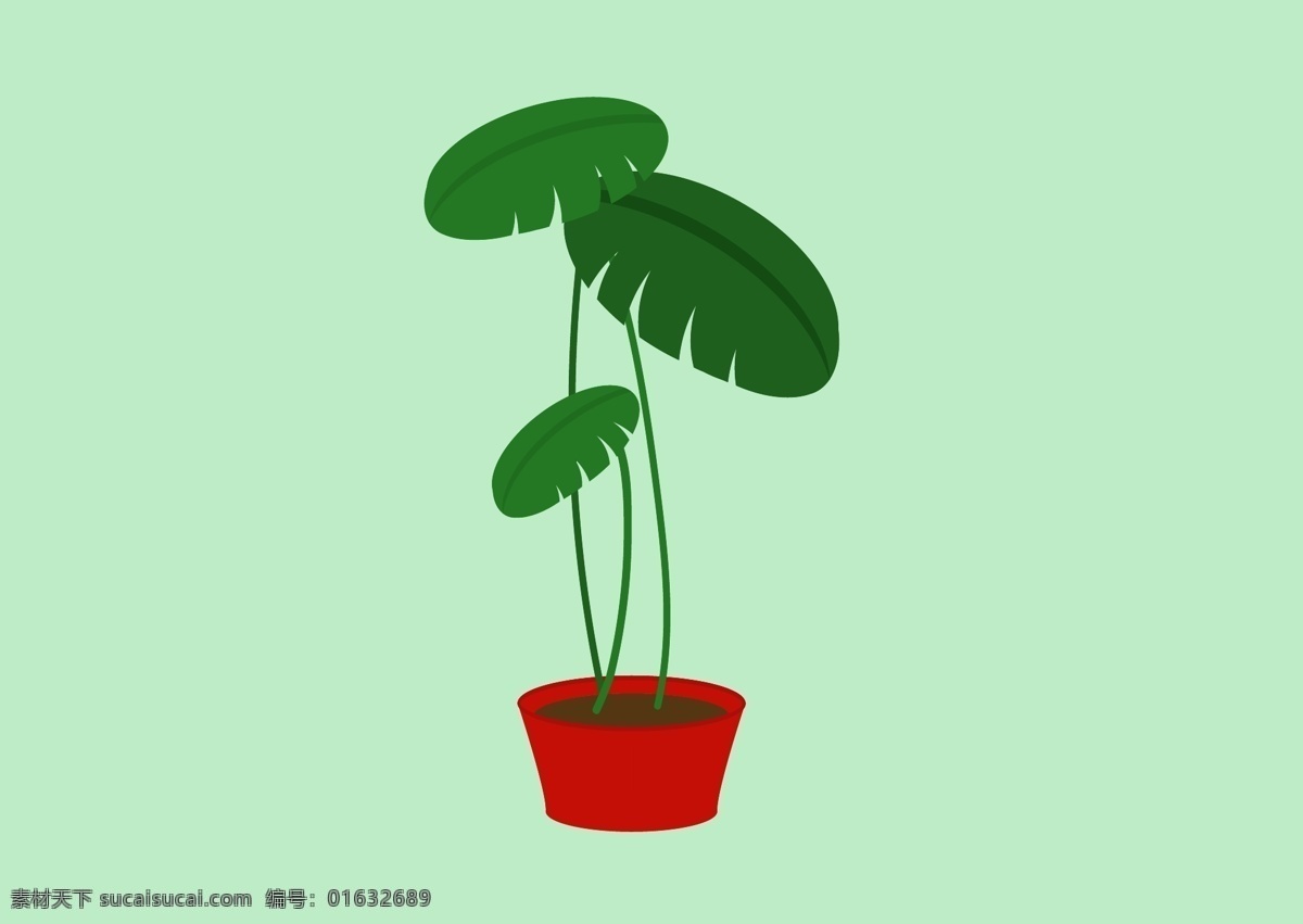 原创 卡通 清新 盆栽 元素 植物 绿色 个性