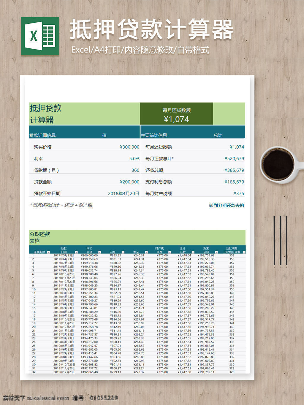 个人 抵押贷款 费用 计算 表 表格 表格模板 表格设计 计算器 数据 图表