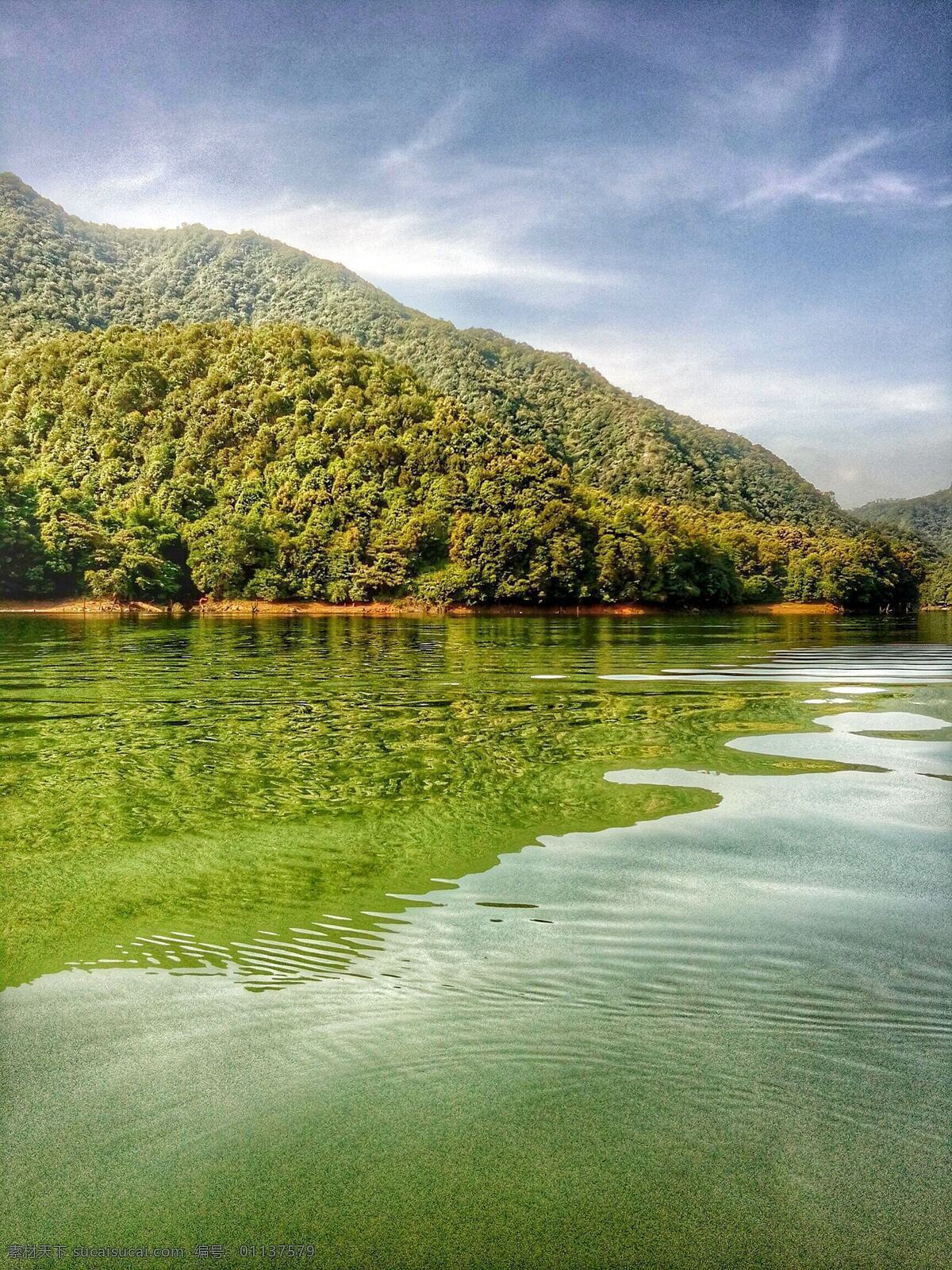 河源风光 月鸣河 水库 倒影 自然风光 景区 景点 树林 山 九连山 自然景观 山水风景