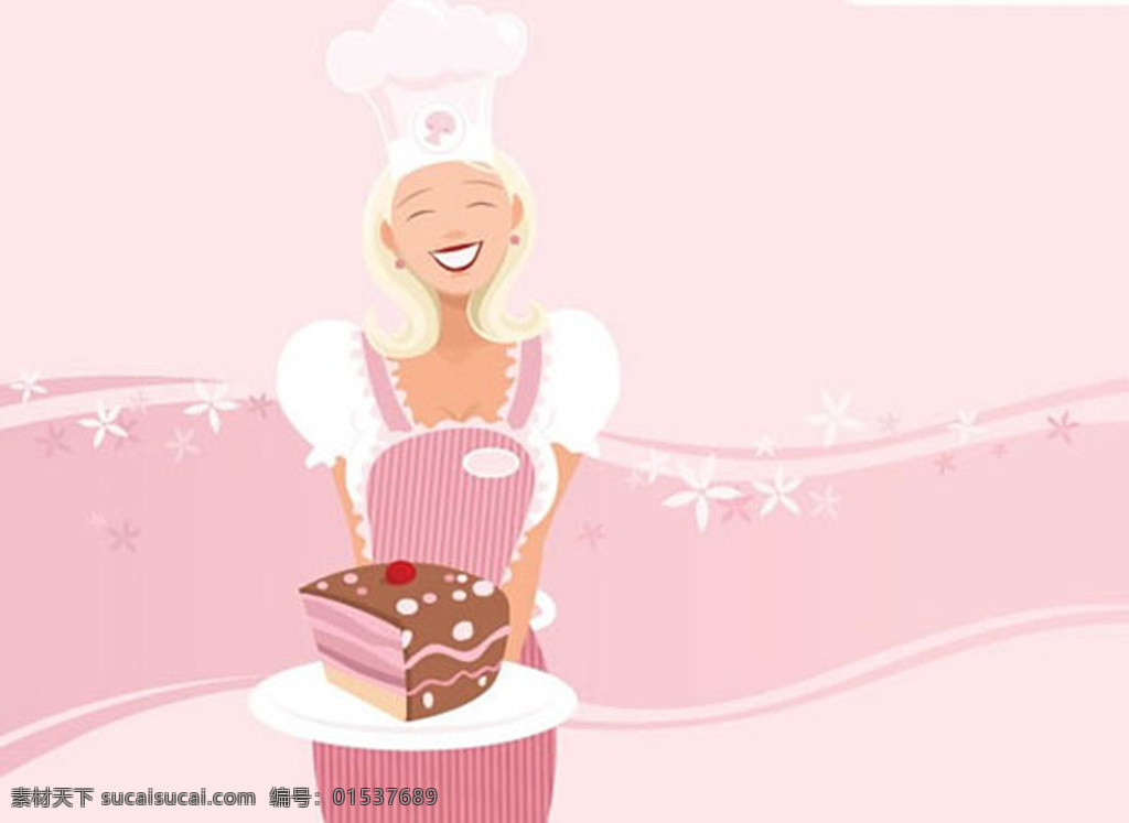 可爱 蛋糕 女孩 矢量 粉色 精美 白色