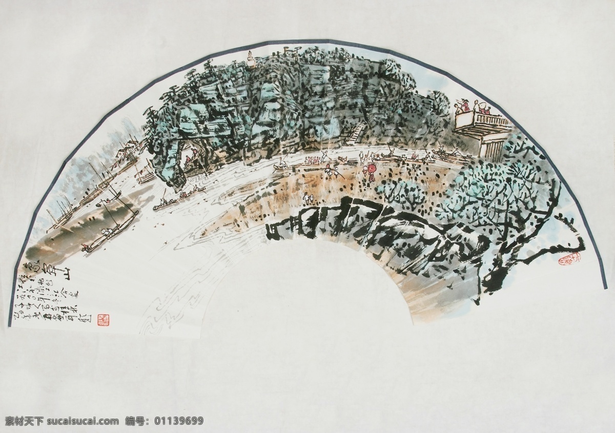 中国扇面画 中国画 扇面画 设计素材 扇面专辑 中国画篇 书画美术 灰色