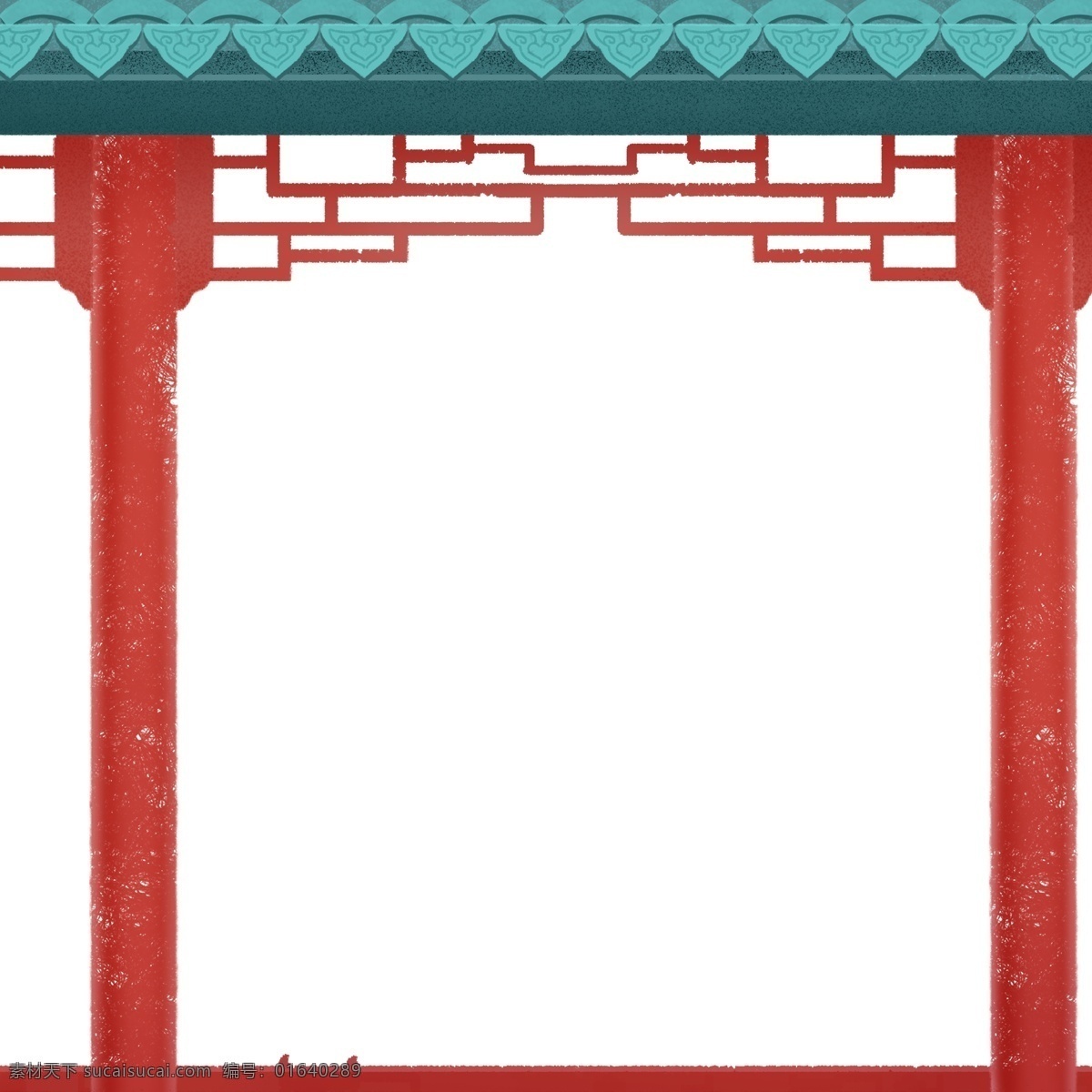 红色 柱子 蓝色 砖瓦 古代 走廊 免 抠 图 古代的走廊 古代的围栏 蓝色的砖瓦 红柱子