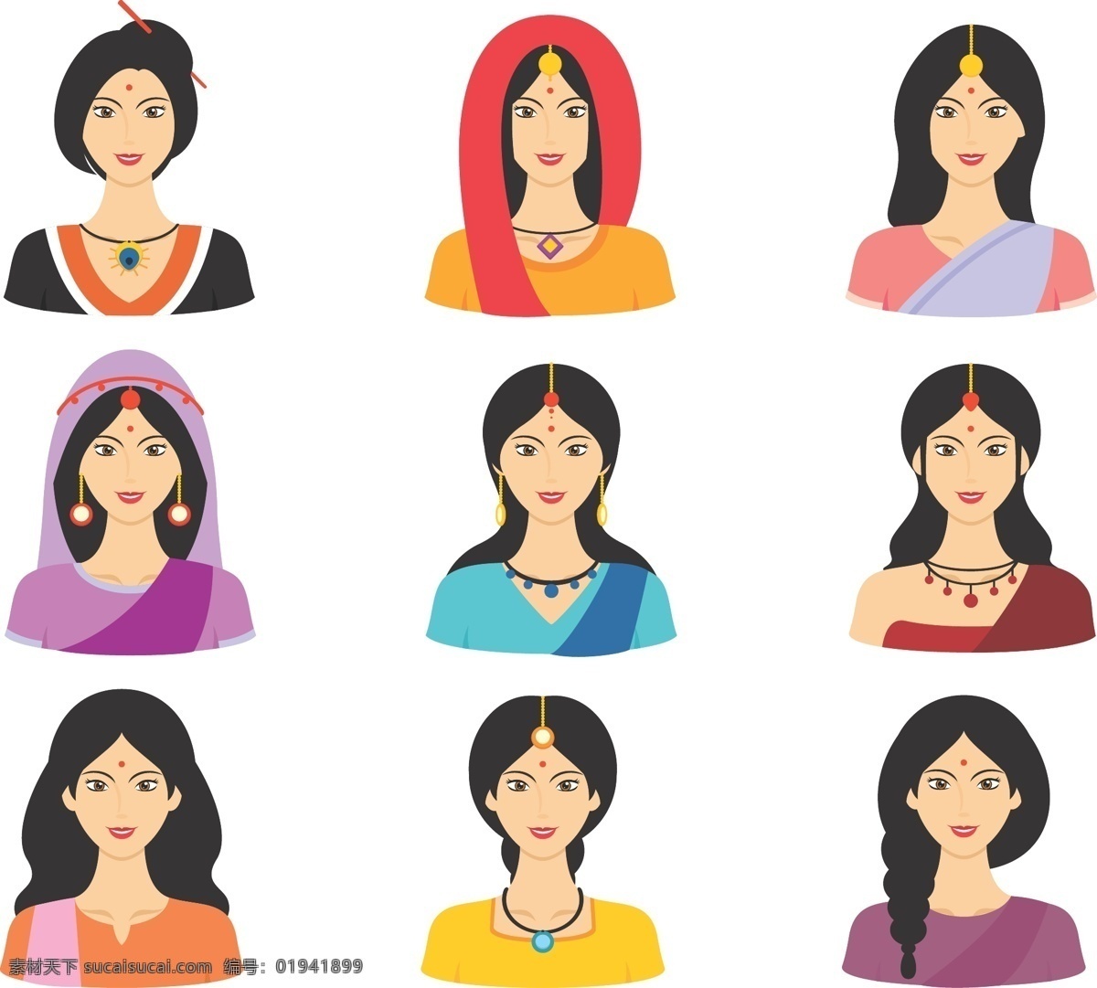 矢量印度妇女 印尼女性 女性 扁平化女人 女人 妇女 矢量素材 印度妇女 印度