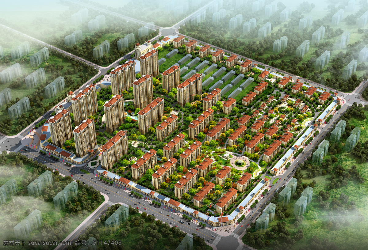 楼盘效果图 楼盘 效果图 设计素材 模板下载 实景图 风景图 建筑设计 环境设计 灰色