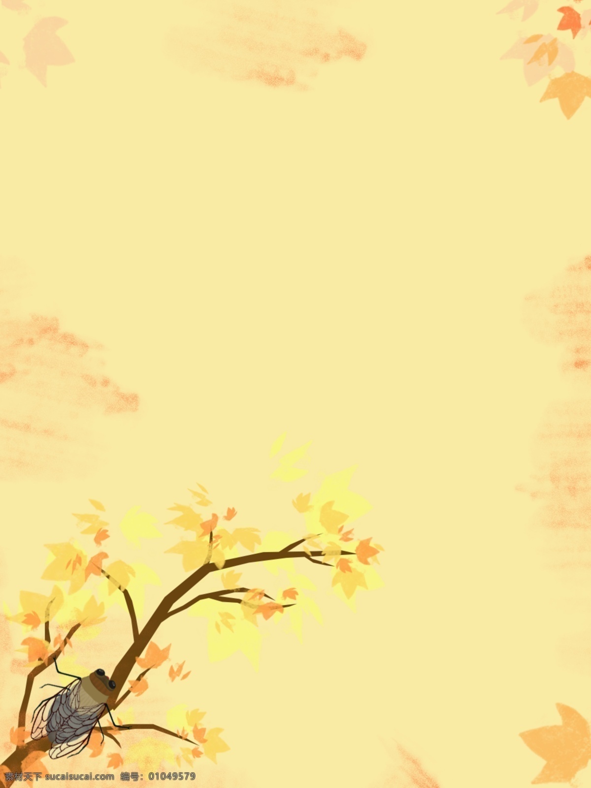 小 清新 粉色 寒蝉 蝉 鸣 立秋 矢量 原创 背景 枫叶 树枝 小清新 秋季 清爽 手绘 节气 24节气