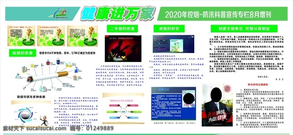 控 烟 防汛 宣传栏 控烟 戒烟 吸烟的危害 医药卫生健康