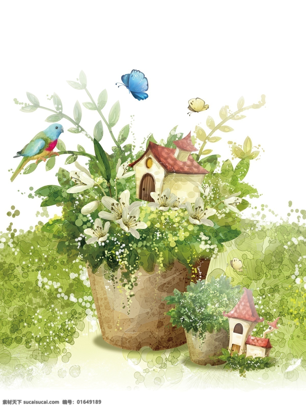 手绘 花草 手绘花卉 花朵 鲜花 花卉插图 绿叶